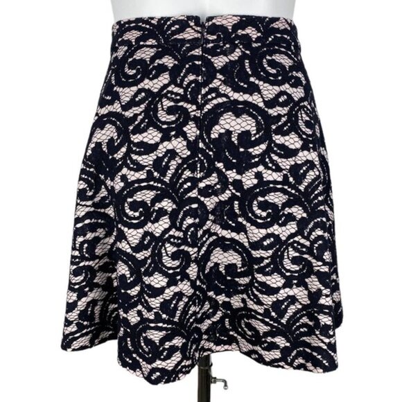 CLUB MONACO Lace A-Line  Mini Skirt Sz 4 Pink Black - Picture 4 of 4